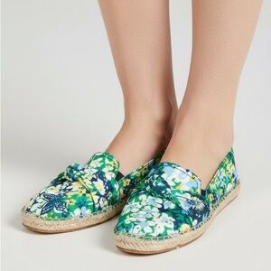 Talbots Izzy Knot Detail Flat Espadrilles in Butterfly Garden Sateen Sz. 7.5